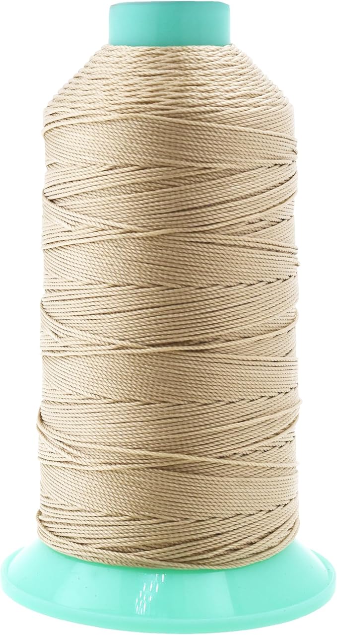 Mandala Crafts Size 346 210D T350 Bonded Nylon Thread - Cream 415 YDs Tex 350 Heavy Duty Sewing Threads for Leather, Jeans, Weaving, Outdoor Marine Upholstery