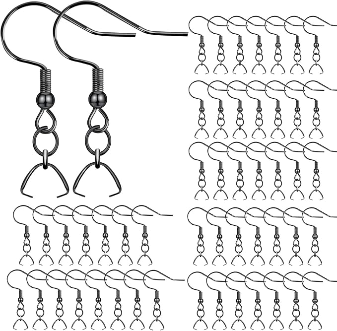 earring hooks 50pcs/25pairs, stainless steel ear wires fish hooks, hypo-allergenic jewelry findings parts for diy jewelry making