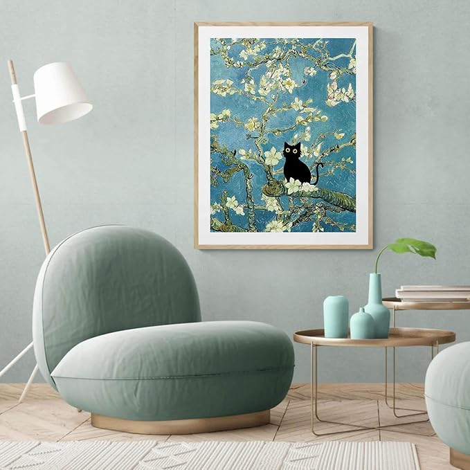 ARPADAMO Diamond Art Kits for Adults,5D Black Cat Diamond Painting DIY Animal Diamond Art Diamond Painting Kits for Adult,Round Full Drill Diamonds, Diamond Art Kits for Home Decor-12x16inch