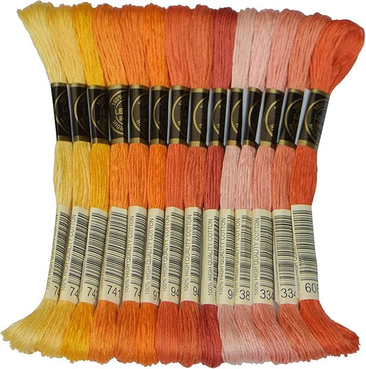 14 SKIENS Embroidery Floss - Cross Stitch Threads - Friendship Bracelets Floss - Crafts Floss, Orange Gradient