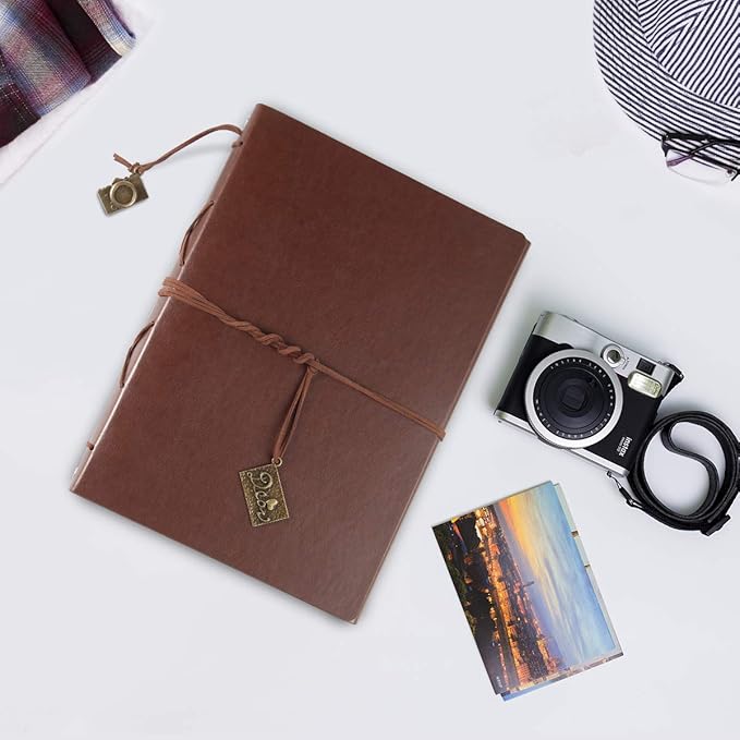 ThxMadam Leather Scrapbook Album 60 Pages Vintage Love Photo Album,11 * 8.1 Inch Scrapbook for Couples-DIY Memory Book,Birthday/Wedding Guest Book Gift for Anniversary Mother's Day