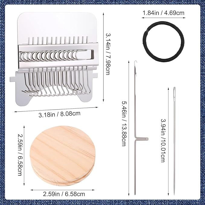 PatchMaker 2.0 Kit, Knitting Kit for Beginners, Mini Portable Patch Darning Loom Kit, Patchwork Weaving Tool Set for Quickly Sewing Repair (14 Hooks)