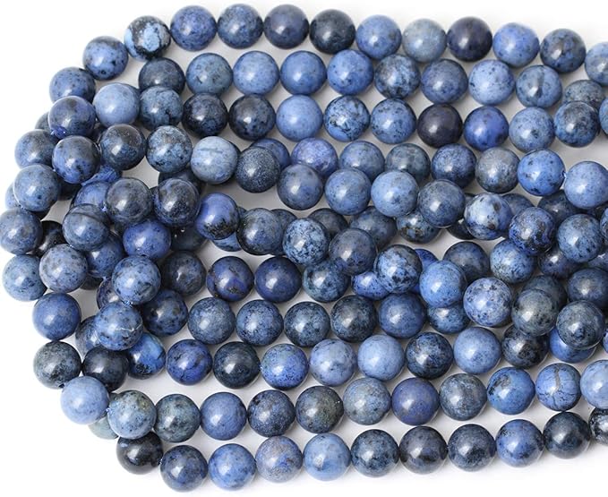 cheavian 35pcs 10mm natural dumortierite gemstone round loose stone beads for jewelry making crafts design 1 strand 15"