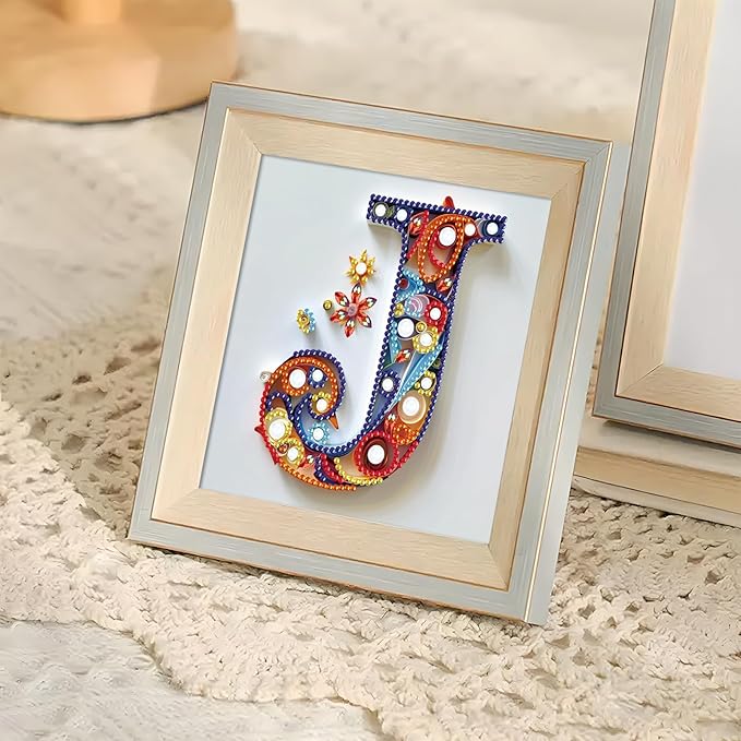 MVVMTOP Diamond Painting Kit, 5D DIY Letter J, Special Shape Crystal Artificial Diamond Art Partial Mosaic Handicraft for Beginners, Wall Decor Gift for Bedroom, Office, Living Room 6.7x6.7in