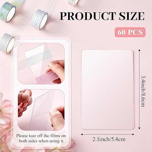 Crtiin 60 Pcs Washi Tape Cards Organizer with Storage Box –Portable Washi Tape Holder & Display Board for Scrapbooking, Journaling, DIY Crafts, Travel(Clear)