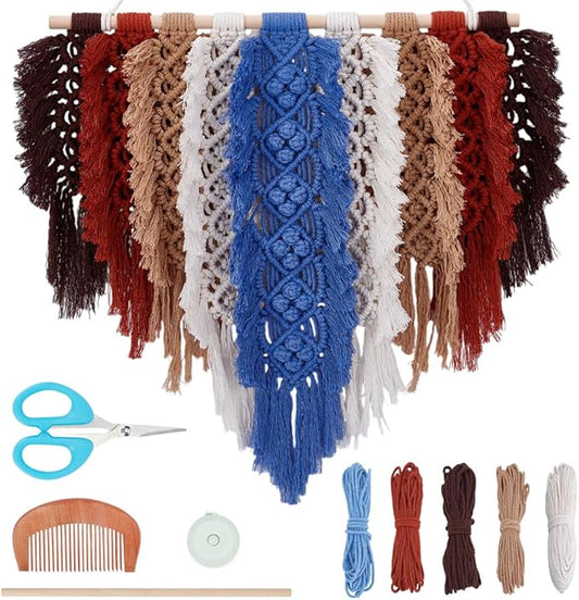 FREEBLOSS Large Macrame Leaf Wall Hanging Kit Leaf Woven Tapestry Bohemian Handmade Leaf Feather Wall Art Decorations Boho Wall Hanging Feather for Apartment Dorm Living Room
