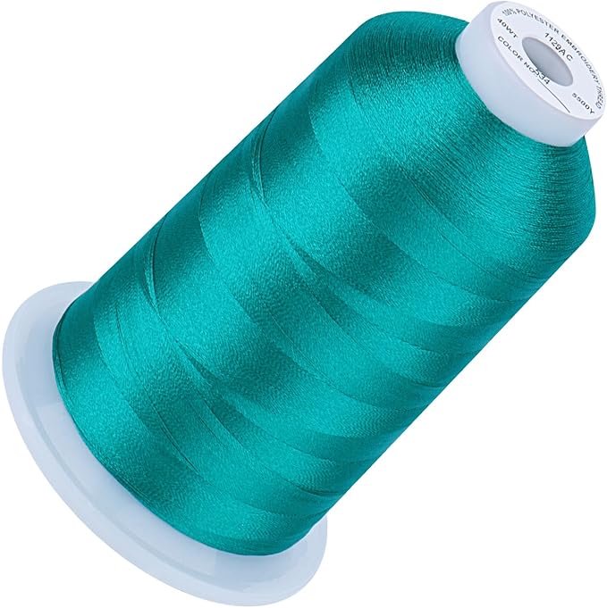 Simthread 5500Yds Embroidery Thread, 5000M High-Yardage 40WT 100% Polyester Thread – 170+ Vivid Colors, High-Speed Rated – Compatible with Brother, Singer, Janome & More - Teal Green 534