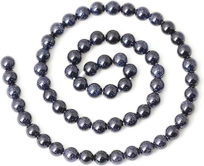 cheavian 60pcs 6mm natural blue sandstone gemstone round loose beads stone beads for jewelry making diy findings 1 strand 15"