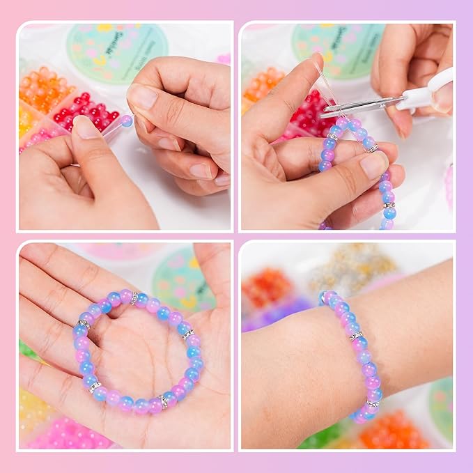 Sunlode Glass Beads for Bracelets 1400pcs Bracelet Making Kit 6mm Glass Bead for Jewelry Making Bracelet Beads 24 Colors Crystal Beads Adult Jewelry Making Supplies Round Glass Beads (24 Gradients)