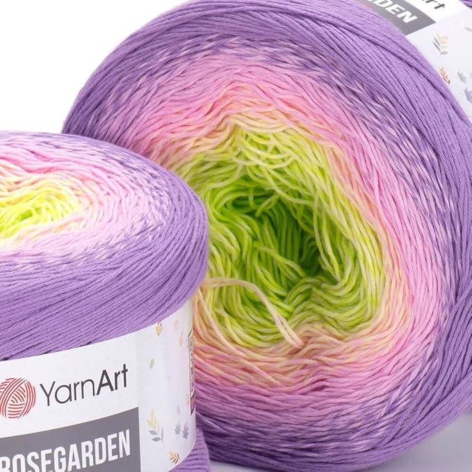 Yarn Art Flowers Rosegarden 100% Cotton 250gr 8.80 oz 1094yds Multicolor Cotton Yarn Rainbow Crochet Yarn Spring Summer (312)