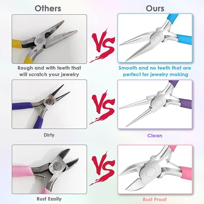 pliers for jewelry making, shynek jewelry pliers set includes needle nose pliers, round nose plier and wire cutters, jewelry making tools for jewelry repair, wire wrapping, beading and crafts