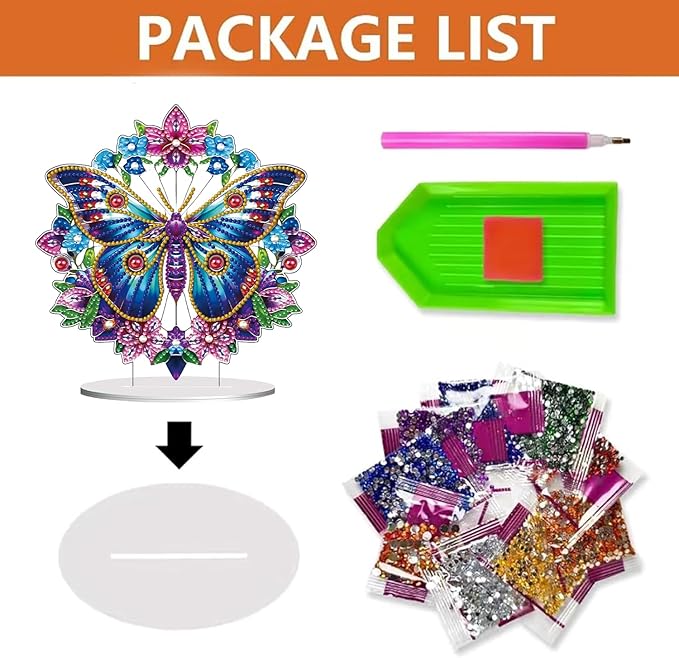 hyzsj DIY Diamond Desktop Ornament Purple Butterfly,Crystal Diamond Art Painting Tabletop Ornaments Single Sided,Ornament for Adult Beginner Home Office Decor Crafts Gift