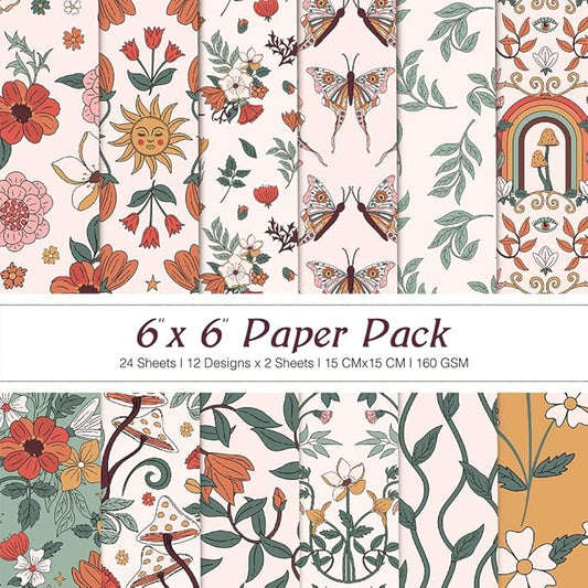 6x6” 160gsm cardstock Single Sided Scrapbooking 24 Papers Pad vintage decoupage scrapbook kit patterned paper junk journal supplies journaling supply scrap paper crafting Spring