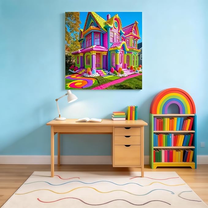 5D Diamond Painting Kits for Adults Beginner, Colorful Villa Pattern Diamond Art Kits for Adults, Full Drill Round Gem Art Paint by Diamonds Dots Crafts Kits for Home Wall Decor 13.7x13.7inch