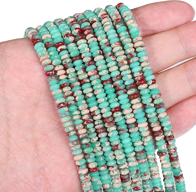 beadia natural green shoushan disk stone beads 4x2mm 160pcs rondelle loose semi gemstone beads for jewelry making design