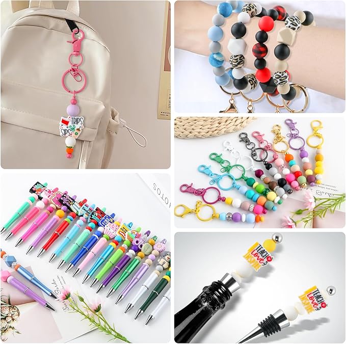 160Pcs 12mm Silicone Beads for Keychain Making Bracelet Necklace, Bulk Round Silicone Beads for Pens（White）