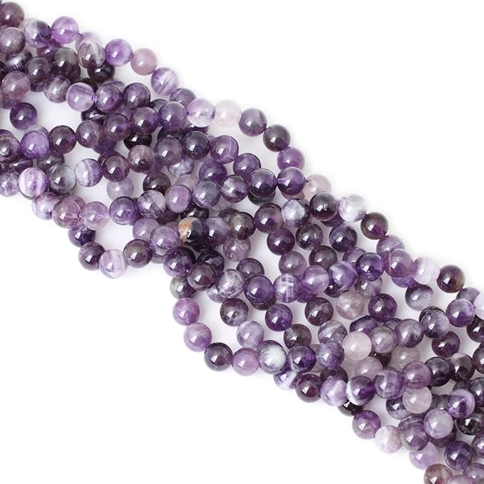 cheavian 45pcs 8mm natural dog teeth amethyst gemstone round loose beads crystal energy stone healing power for jewelry making 1 strand 15"