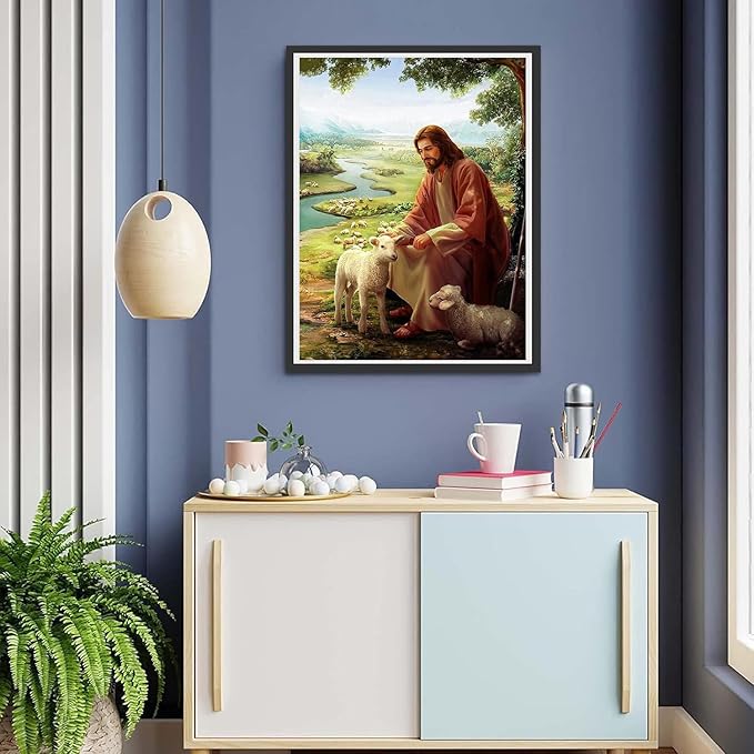 mrpwnle Diamond Painting Kits for Adults-Jesus Diamond Art Kits for Adults Beginners, 5D Diamond Painting Jesus, DIY Full Drill Christ Diamond Painting Gem Art Crafts Kit Home Decor 12x16in