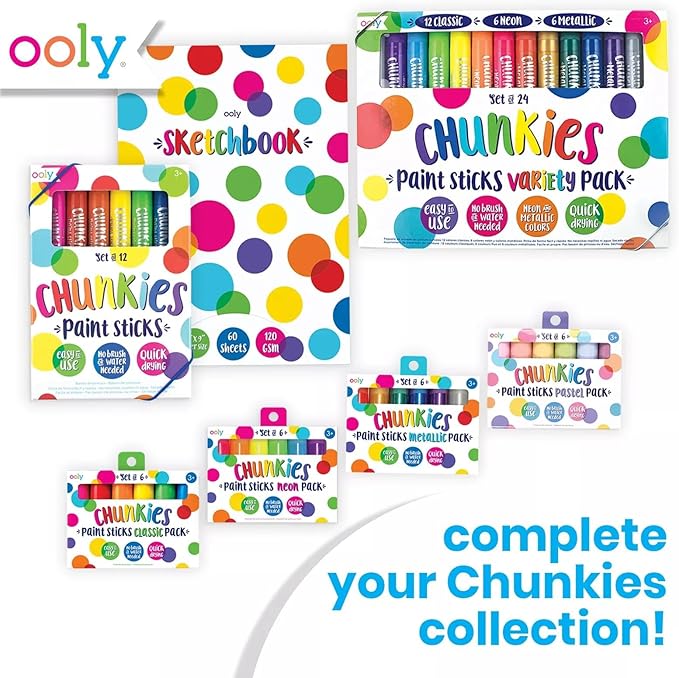 OOLY Chunkies 12" x 9" Thick Paper Sketchbook Pad - 60 Pages per Pad, 120 GSM / 32 LB Paper for Drawing, Artwork, Perfect with Chunkies Paint Sticks for Toddlers