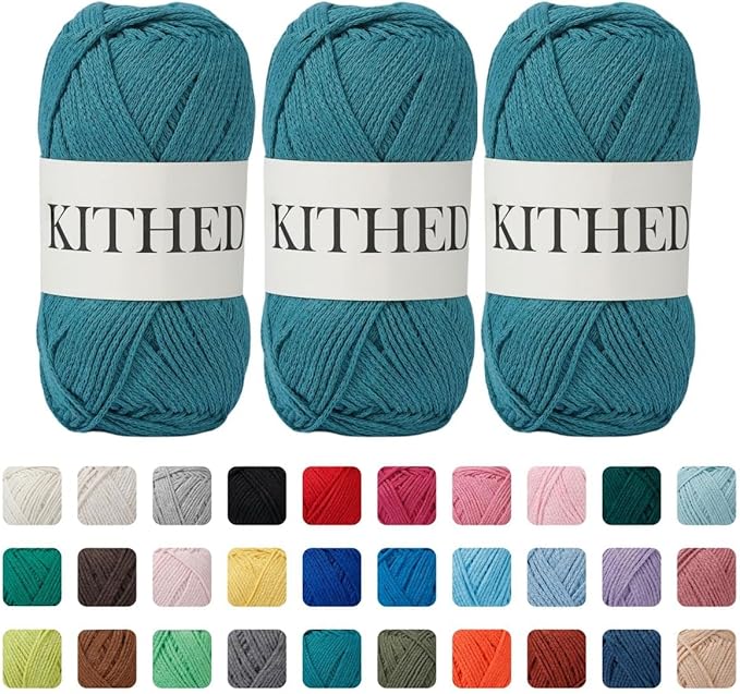 Cotton Yarn，10.5oz，526yard，3 Pack ，Soft Yarn for Crocheting and Knitting (37 Jade)