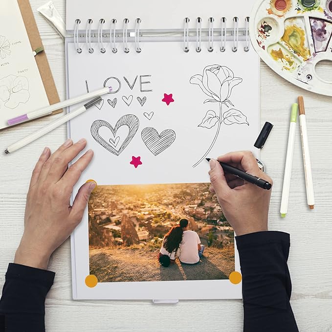 EVNEED Scrapbook Photo Album,Wedding Guest Book Anniversary Memory Scrapbooking for Craft Paper DIY Gifts (White)