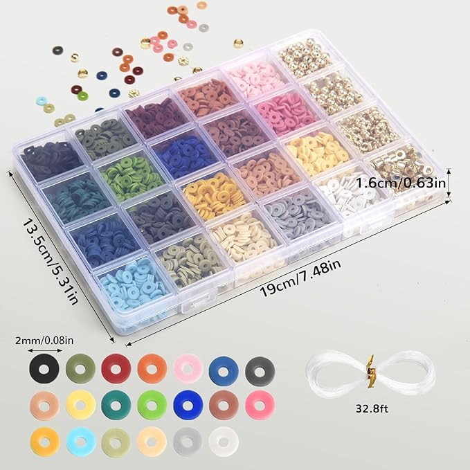 2590pcs Clay Beads for Bracelets Making, 20 Color Heishi Beads Polymer Clay Beads for Jewelry Making Supplies Charm, Friendship Bracelet Making Kit for Girl Women Adults?Earth Tone?