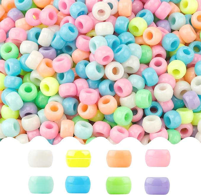 pony beads 4000 pcs,beads for jewelry making hair bead kandi jewelry making bracelet bead plastic for crafts hair braids for girls(marcaron)
