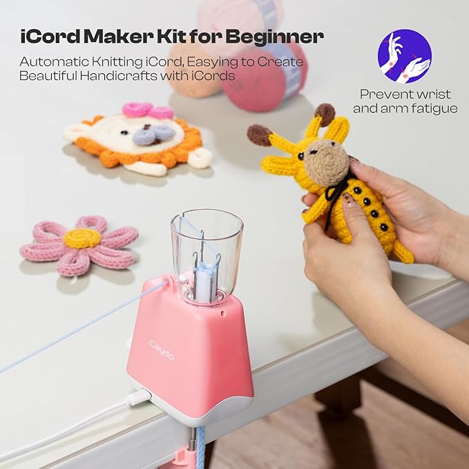 Caydo iCord Maker Kit for Beginners, 92pcs i-Cord Knitting Set for DIY Handicrafts Making, Quickly Knitting iCord with i Cord Knitting Machine Create Pretty Crafts, Ideal Present for Knitting Lovers