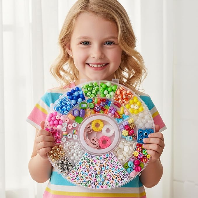 bead bracelet making kit-600pcs beads for friendship bracelet making kit multicolor bead letter alphabet stars heart ojo pony beads for diy necklace jewelry accessories christmas gift for kids girls