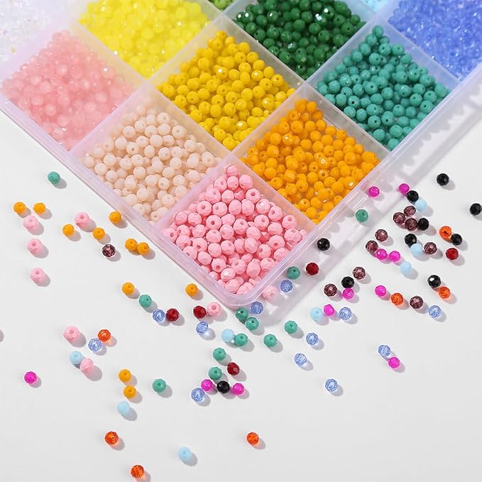 sanendin 2800pcs Crystal Beads Jewelry Making Kit -28 Colors 3mm Crystal Glass Beads for Bracelets Making Kit, AB Colored Crystal Glass Beads Bracelet Necklace Making Kit DIY Crafts for Adults Woman