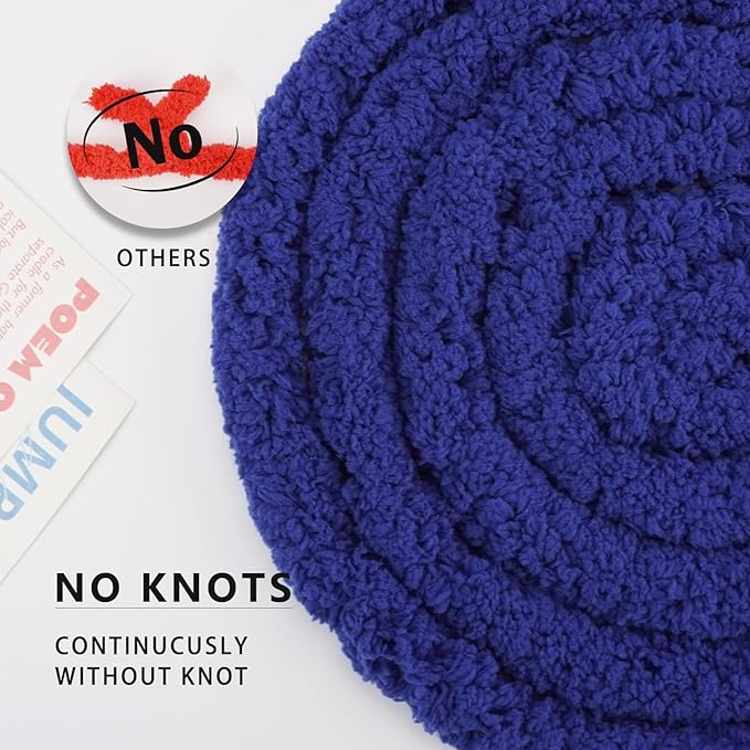 Chunky Yarn for Hand Knitting, Chunky Chenille Blanket Yarn for Crocheting, Bulky Soft Fluffy Chenille for Blanket Project, 8 Pack of 8oz/25yds, Klein Blue