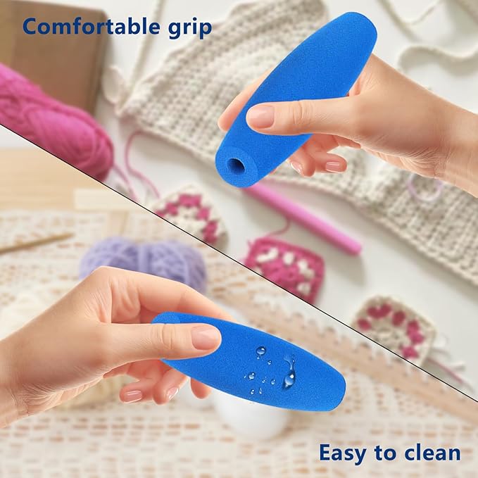 HEYLEAYAR Multicolor Crochet Hooks Grips Set, 5Pcs Ergonomic Crochet Hook Handle, Multi-Size Foam Grip Handle Crochet Accessories Fits 2mm to 10mm Crochet Needles