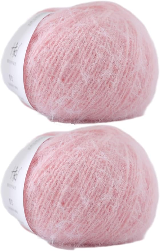 Snowbaby Wool Acrylic Blend Long Pile Yarn,(Worsted) Warm and Luxurious Fuzzy yarn for knitting and crocheting DIY Hats Scarves Sweaters, 2 * 3.52oz/100g 207yds(09-Sakura Pink)