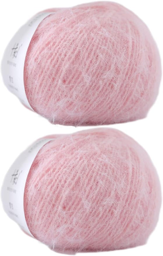 Snowbaby Wool Acrylic Blend Long Pile Yarn,(Worsted) Warm and Luxurious Fuzzy yarn for knitting and crocheting DIY Hats Scarves Sweaters, 2 * 3.52oz/100g 207yds(09-Sakura Pink)