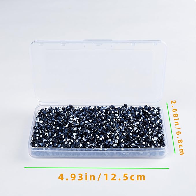 laopottbeads 1100pcs 4mm bicone crystal glass beads for jewelry making, sparkling mini beads for suncatchers, diy bracelets & craft projects (navy blue)