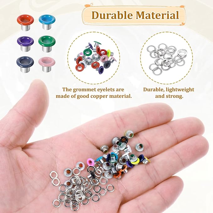 JIYIN 210 Set Metal Eyelets for Paper Crafts, 3mm Colorful Eyelets and Grommets Kit Metal Round Eyelets Leather Rivet Accessories for Fabric Canvas Bag Shoes Clothing Scrapbooking Card Making