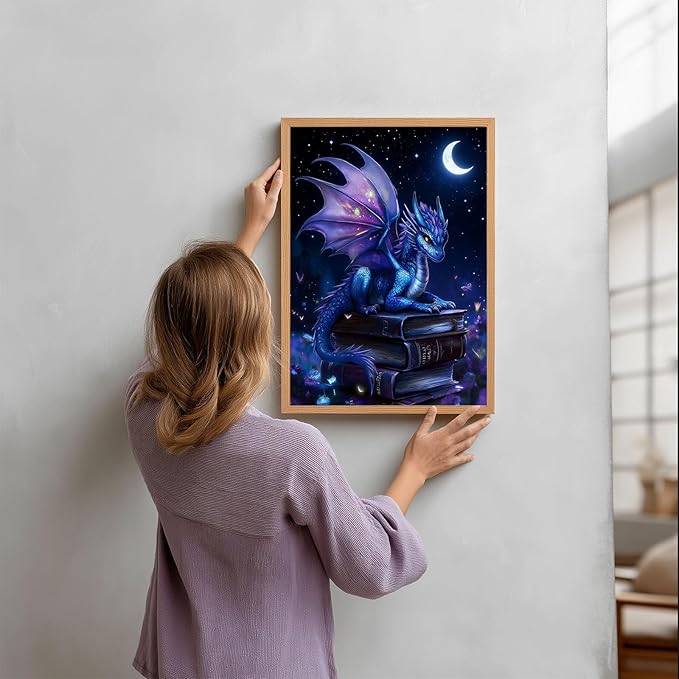 Gemozaic Dragon Diamond Painting Kits for Adults, Fantasy Diamond Art Kits for Adults, Animal Gem Painting Kit for Adult for Gift Home Wall Decor, 12x16 Inch