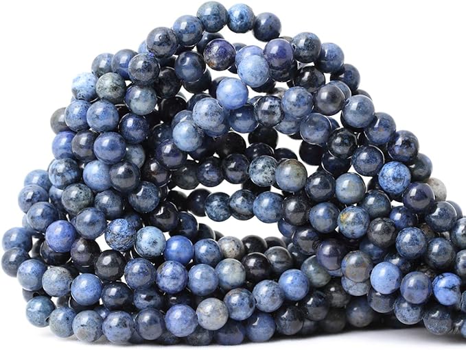cheavian 60pcs 6mm natural dumortierite gemstone round loose stone beads for jewelry making crafts design 1 strand 15"