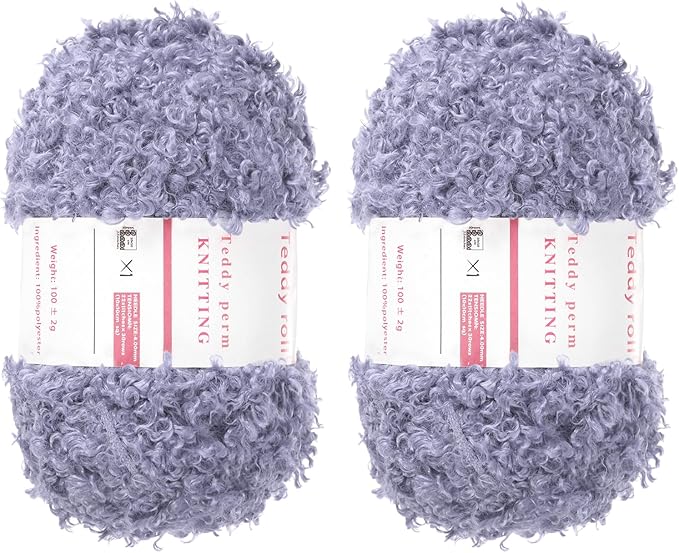 MECCANIXITY 2 Skeins Fur Yarn Soft Fluffy Chunky Yarn Fuzzy Eyelash Yarn Dark Purple for Crocheting Knit Clothes Bag - 55Yard/50m, 3.28ozx2