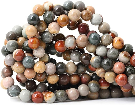 cheavian 45pcs 8mm natural usa picture stone gemstone round loose beads for jewelry making diy findings 1 strand 15"