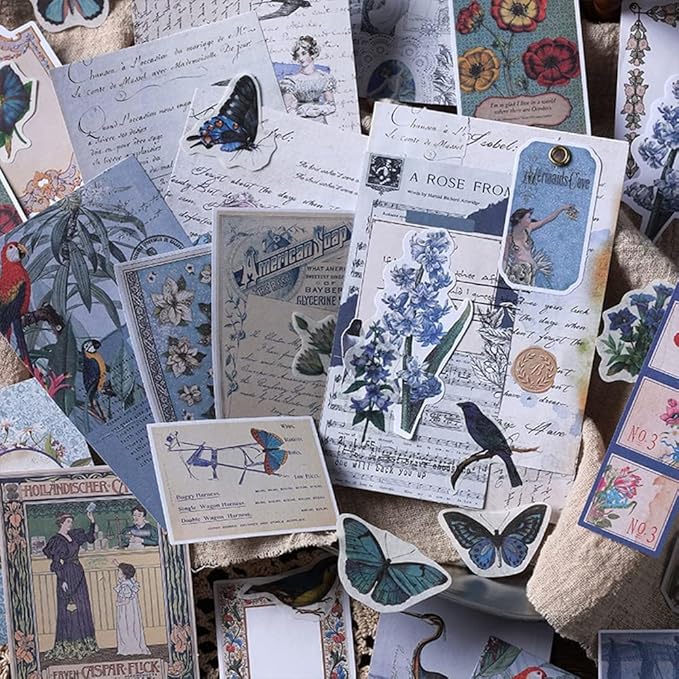Alideco 200pcs Scrapbook Paper Kit Kawaii Vintage Botanical Flowers Scrapbook Supplies Pack Washi Bullet Journals Planners Collage Album Aesthetic Cottagecore