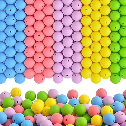 ZIFTY 150Pcs Silicone Beads for Keychain Making Kit 15mm Bulk Loose Round Rubber Silicone Focal Beads for Pens, Necklace Bracelet Making Kit, Jewelry, Art, Crafts, DIY(Macaron)