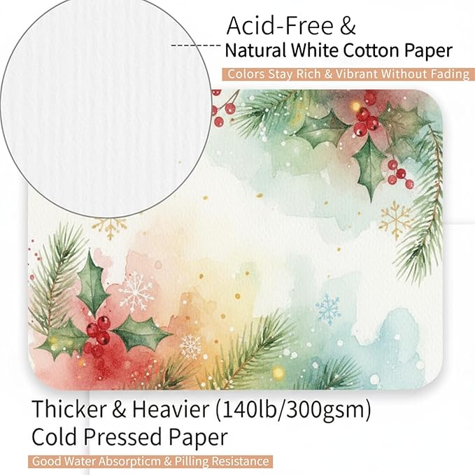 25 Sets Watercolor Paper, 4x6 Inch Watercolor Cards with Envelopes, 140lb/300gsm Water Color Paper, Art Supplies for Adults Kids, Cold Press Textured Cotton Sheets, Artist Painting Drawing Postcards