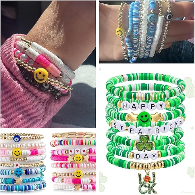 500pcs Colorful Smiley Face Beads，Happy Face Spacer Beads for DIY Jewelry Bracelet Earring Necklace Craft Making Supplies