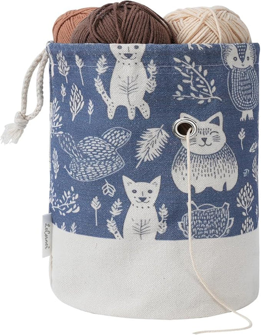 Yarn Bag, Small Crochet Bag Organizer, Drawstring Yarn Storage Knitting Bags, Portable Mini Yarn Holder for Crocheting Project, Skein Ball, Needles Accessories
