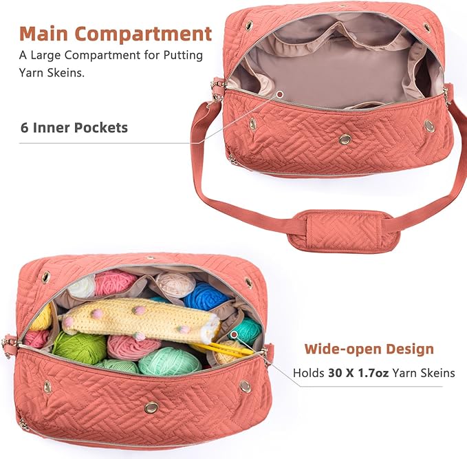 Crochet Bag Organizer - Knitting Bag - Yarn Storage Organizer - Yarn Bag for Crocheting - Yarn Holder for Crochet Accessories, Crocheting & Knitting Gifts