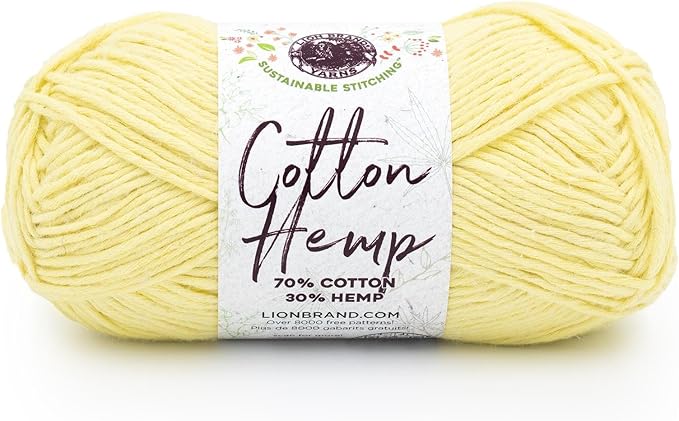 Lion Brand Yarn Cotton Hemp Soft, Durable Yarn for Crochet and Knitting, 1 Pack, Canary