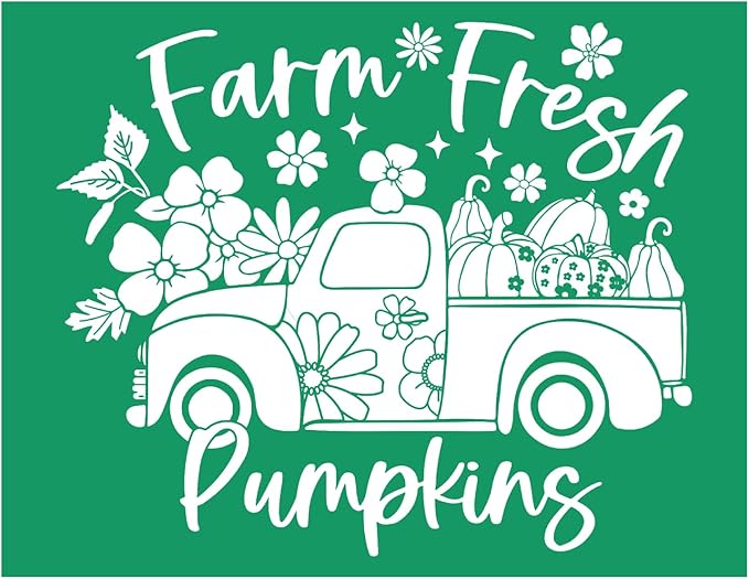 DGAGA Farm Fresh Pumpkin Silk Screen Stencils Reusable Self Adhesive Chalk Mesh Stencils Autumn Silkscreen Transfers for Painting on Wood,Craft,DIY Farmhouse Sign Screenprinting Kit for Chalk Paste