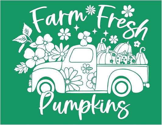 DGAGA Farm Fresh Pumpkin Silk Screen Stencils Reusable Self Adhesive Chalk Mesh Stencils Autumn Silkscreen Transfers for Painting on Wood,Craft,DIY Farmhouse Sign Screenprinting Kit for Chalk Paste
