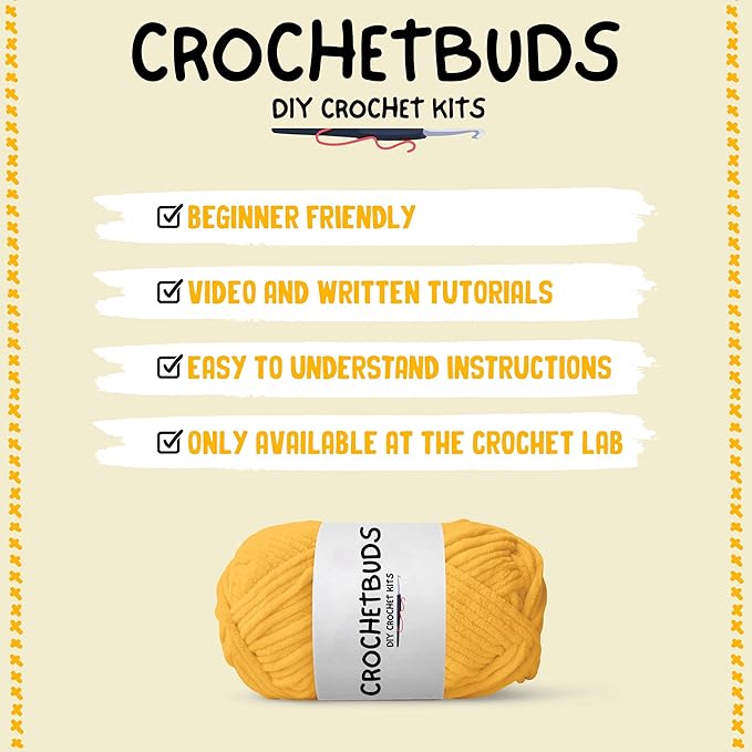 Pika-Doo DIY Crochet Kit | Ultimate Starter Set for Teens & Adults | Fun Couples & Date Night Craft Project w/Premium Yarn, Hook, Step-by-Step Video Tutorials & Easy Written Guides (Ages 15+)